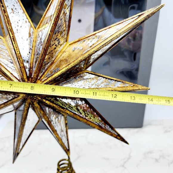 Pottery Barn Mirrored Gold Star Christmas Tree Topper Holiday Cottage 14 In NEW - Picture 6 of 10